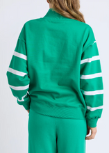 Load image into Gallery viewer, Lane Zip Crew Green &amp; White Stripe | Abbey Road Kaikoura