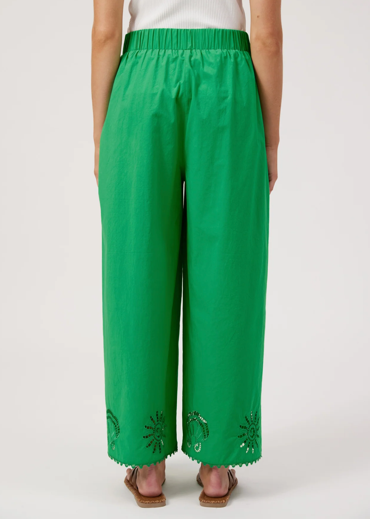 Larissa Broderie Pant - Green | Abbey Road Kaikoura