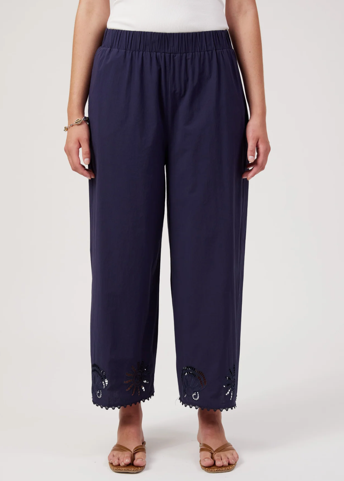 Larissa Broderie Pant - Navy  | Abbey Road Kaikoura 