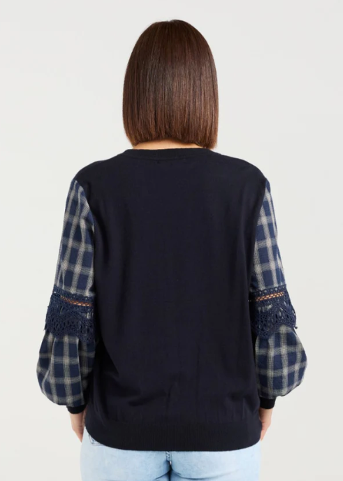 Lilith Top - Ink Check Lines | Abbey Road Kaikoura