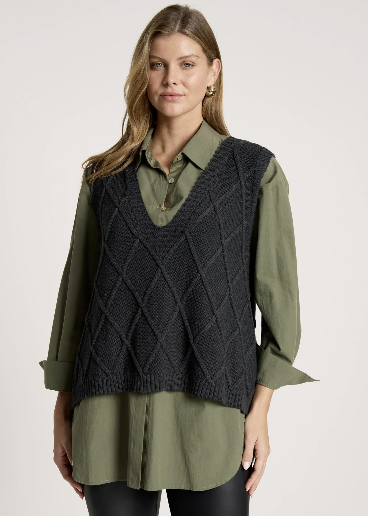 Liora Knit Vest - Char | Abbey Road Kaikoura