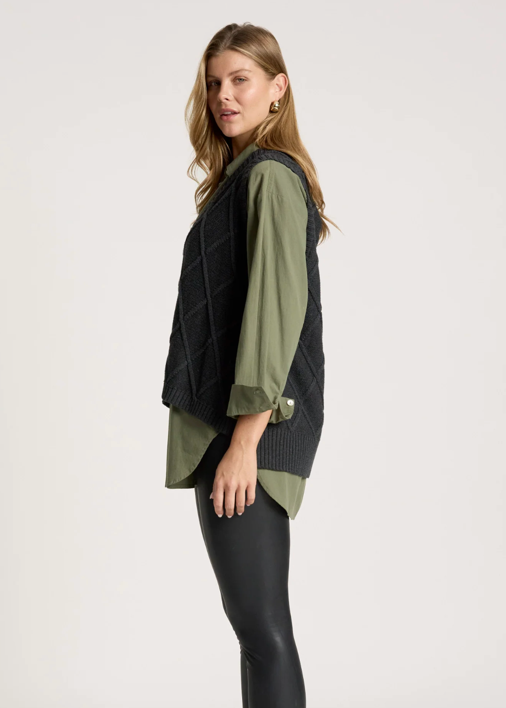 Liora Knit Vest - Char | Abbey Road Kaikoura
