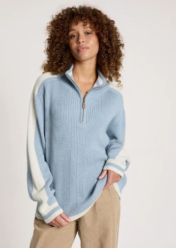 Liora Zip Jumper - Lake/Bisque | Abbey Road Kaikoura