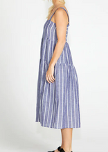 Load image into Gallery viewer, Sass Lydia Shirred Back Midi Dress /Navy Stripe| Abbey Road