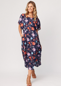 Lemon Tree Mavis Dress Navy Floral | Abbey Road Kaikoura