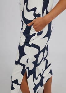 Elm Miro Tee Dress Navy Geometric|Abbey Road