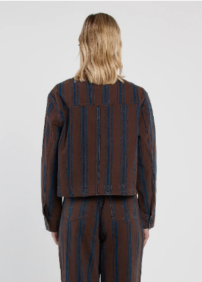 Maja Stripe Jacket Choc/Rinse Brown | Abbey Road Kaikoura