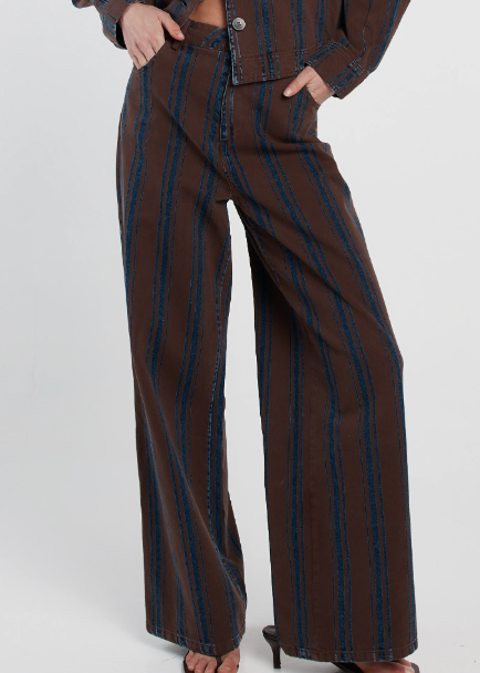 Maja Stripe Jean - Choc/Rinse Brown | Abbey Road Kaikoura