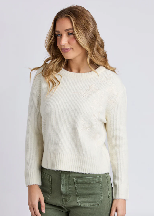 Marla Floral Knit Vintage White | Abbey Road Kaikoura
