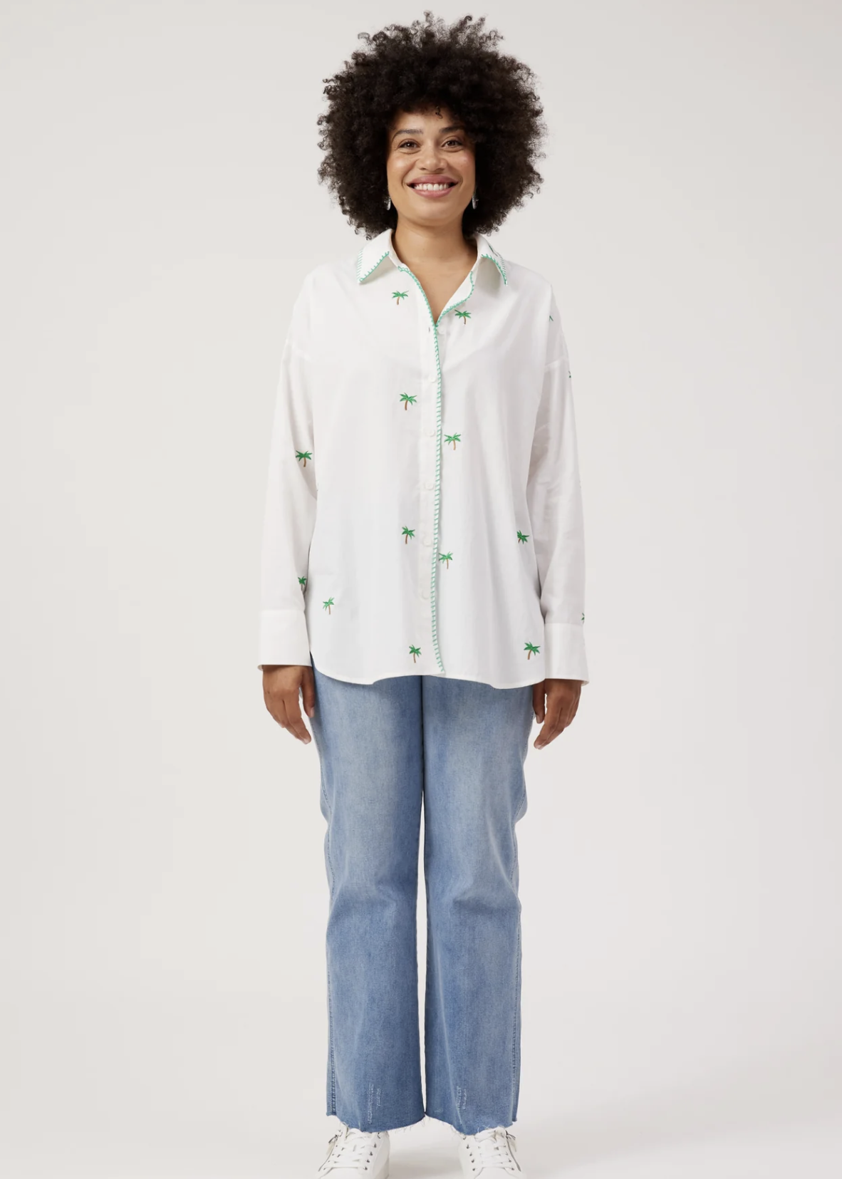 Mauritius Embroidered Shirt White  | Abbey Road Kaikoura