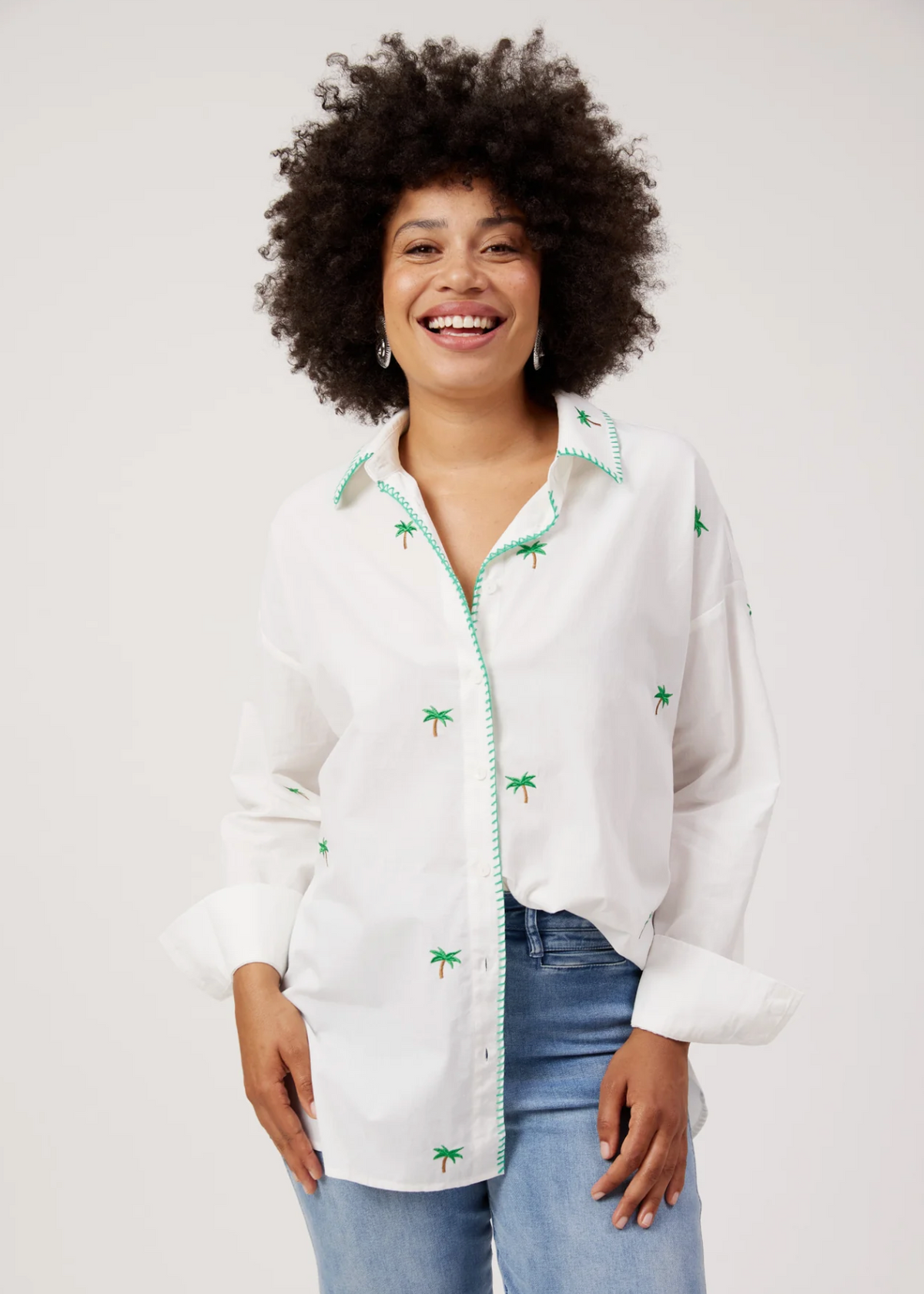 Mauritius Embroidered Shirt White  | Abbey Road Kaikoura