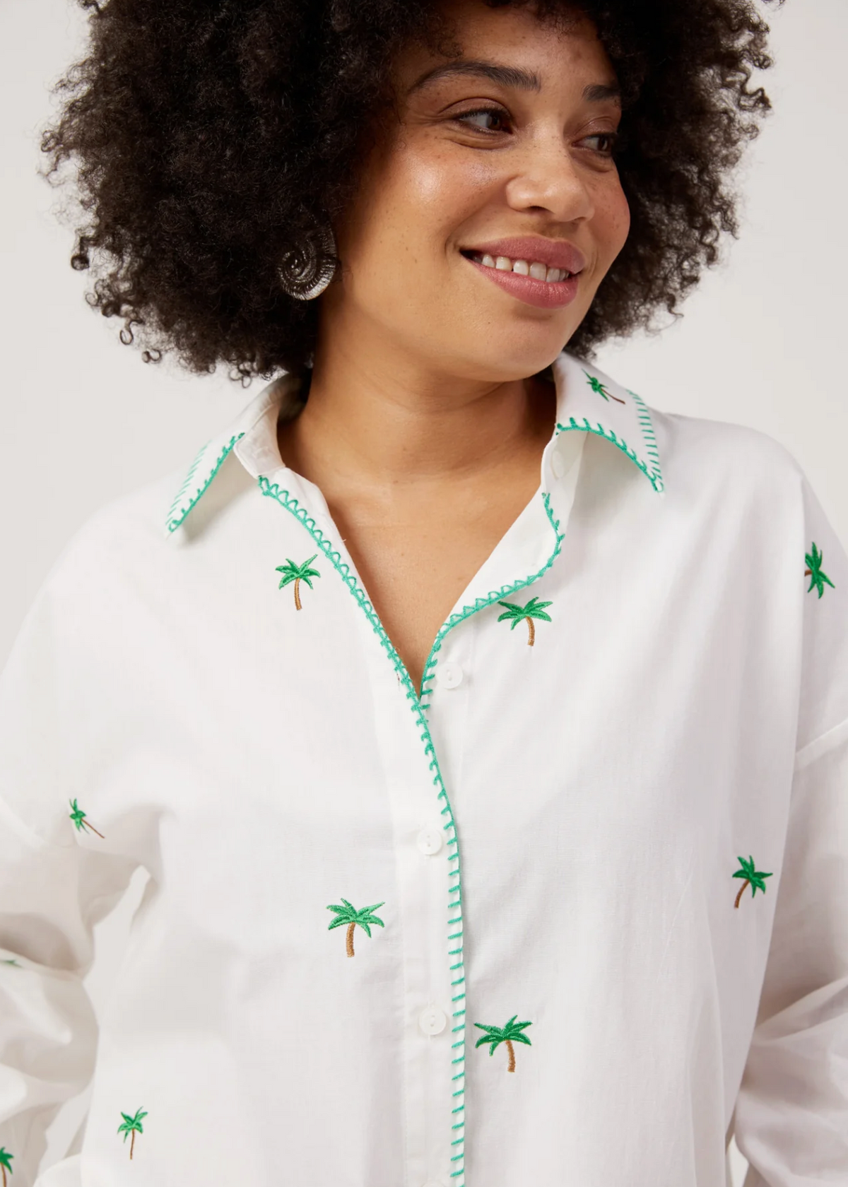 Mauritius Embroidered Shirt White  | Abbey Road Kaikoura