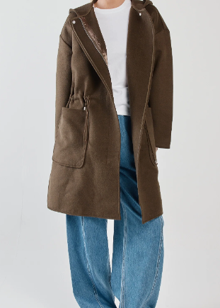 Maxi Hooded Coat - Dark Olive Green | Abbey Road Kaikoura