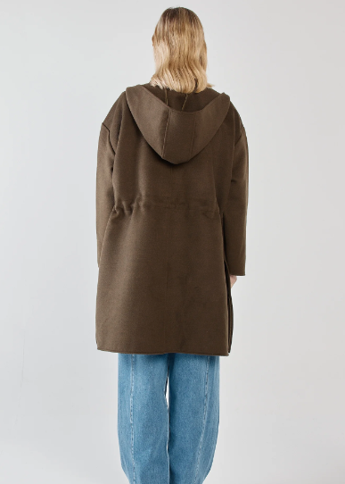 Maxi Hooded Coat - Dark Olive Green | Abbey Road Kaikoura