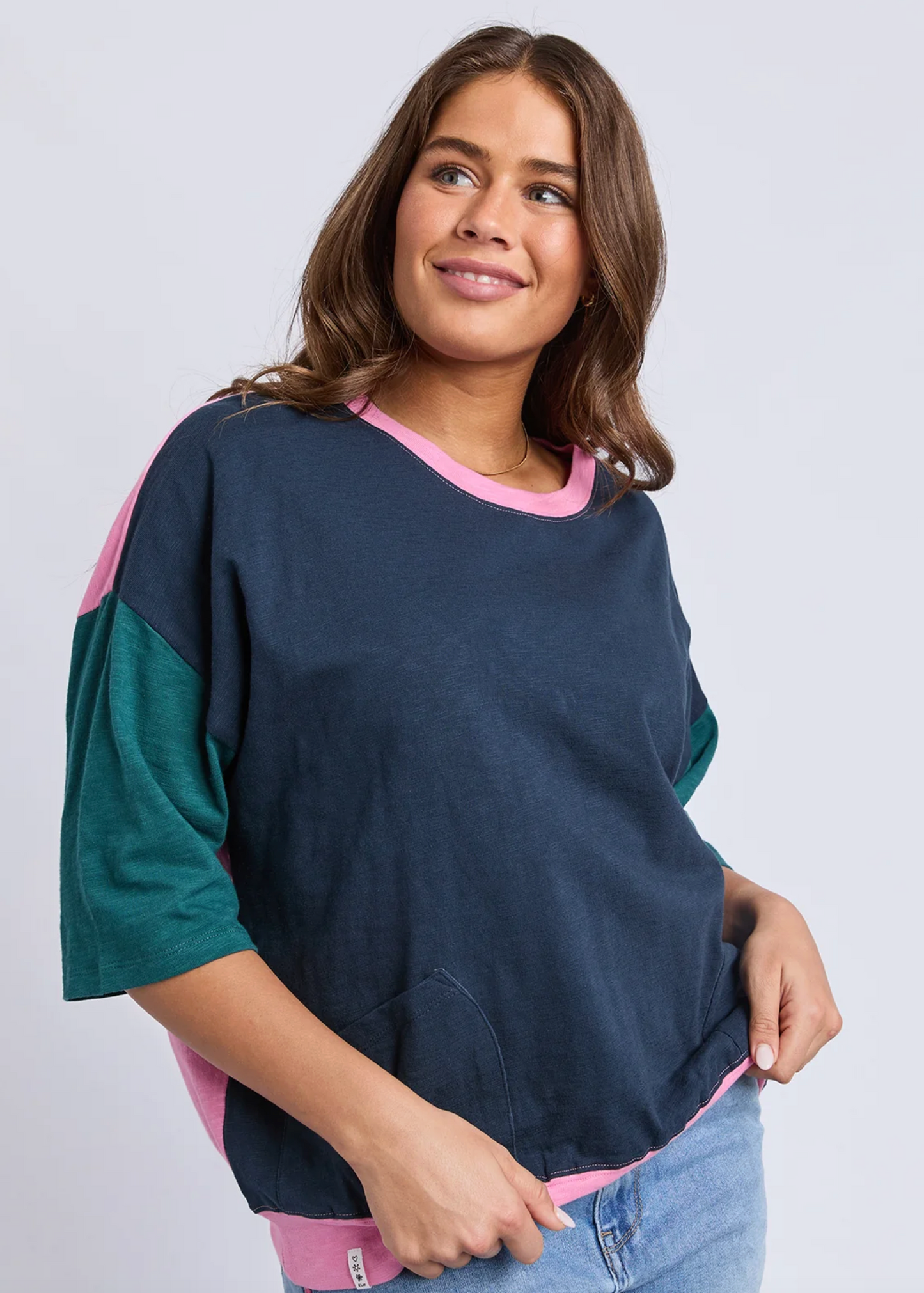 Mazie Colour Block Sweat Teal/Navy/Quartz | Abbey Road Kaikoura