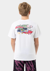Meek Scratched Slasher Boys Tee / White_2 | Abbey Road Kaikoura