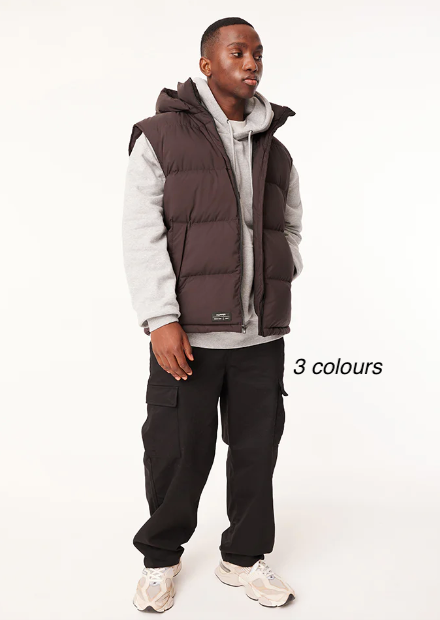 Huffer Mens Block Down Vest/Cocoa |Abbey Road