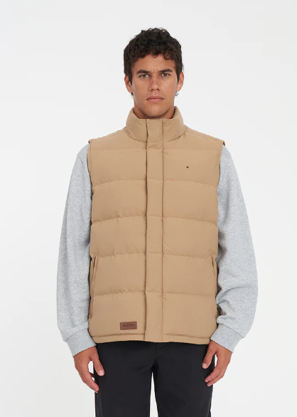 Mens Classic Down Vest Tan | Abbey Road Kaikoura