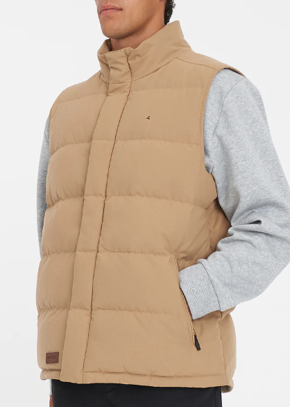 Mens Classic Down Vest Tan | Abbey Road Kaikoura