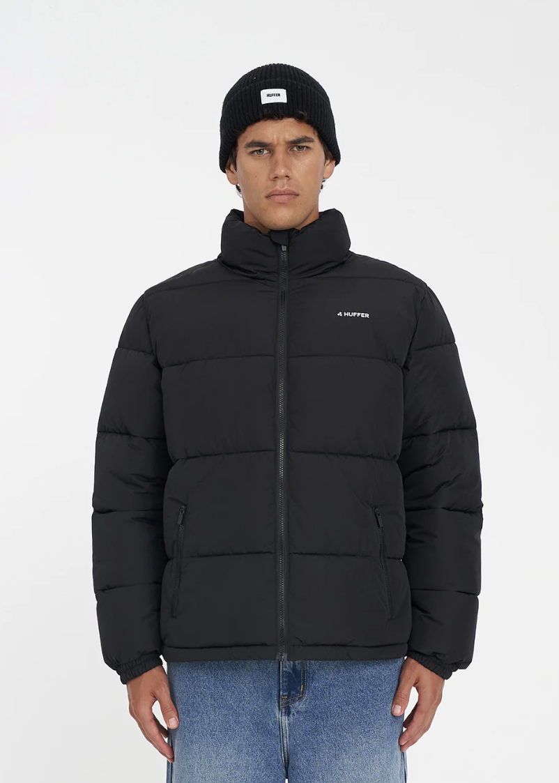 Mens HFR Track Puffer Jacket - Black | Abbey Road Kaikoura