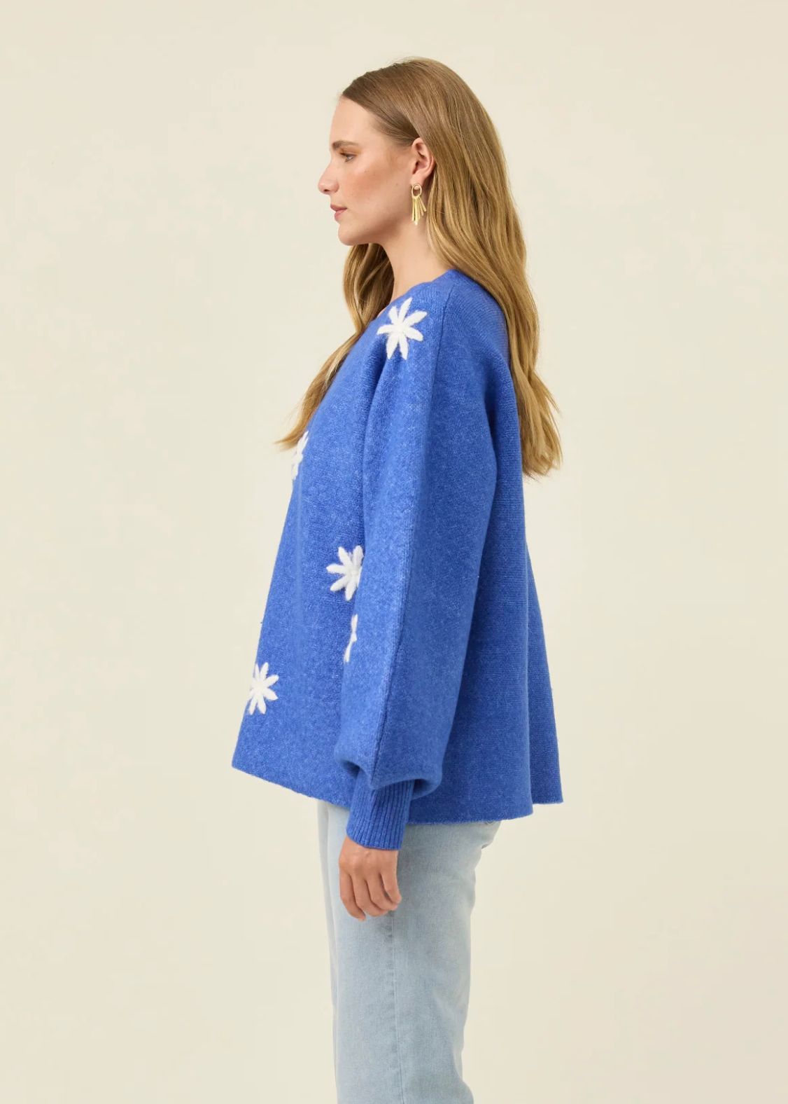 Miru Stitch Flower Jumper - Cobalt | Abbey Road Kaikoura