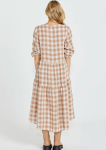Load image into Gallery viewer, Sass Stevie Tiered Midi Dress/Mocha Check|Abbey Road