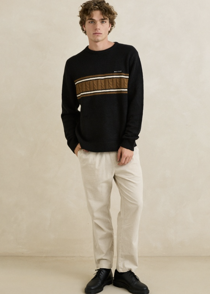 Mohair Stripe Knit Black | Abbey Road Kaikoura