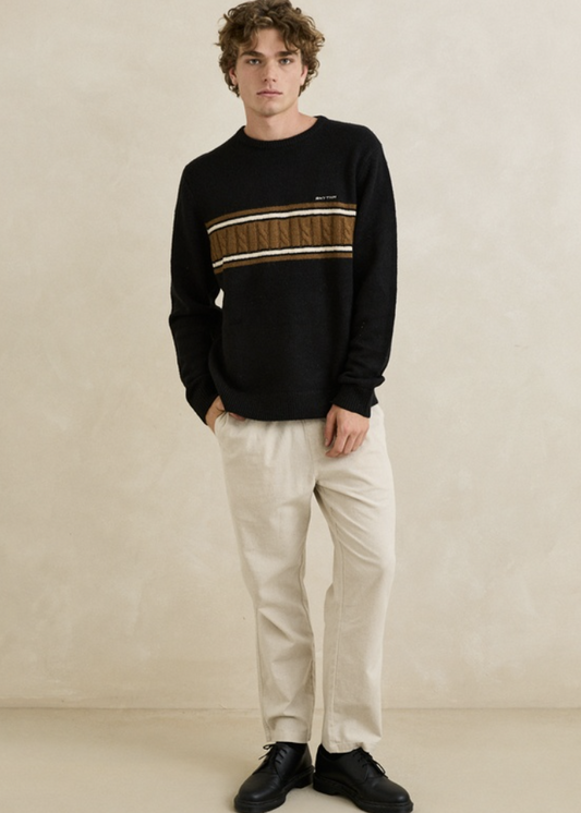 Mohair Stripe Knit Black | Abbey Road Kaikoura