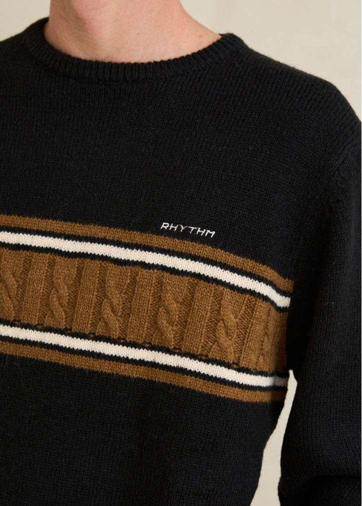 Mohair Stripe Knit Black | Abbey Road Kaikoura
