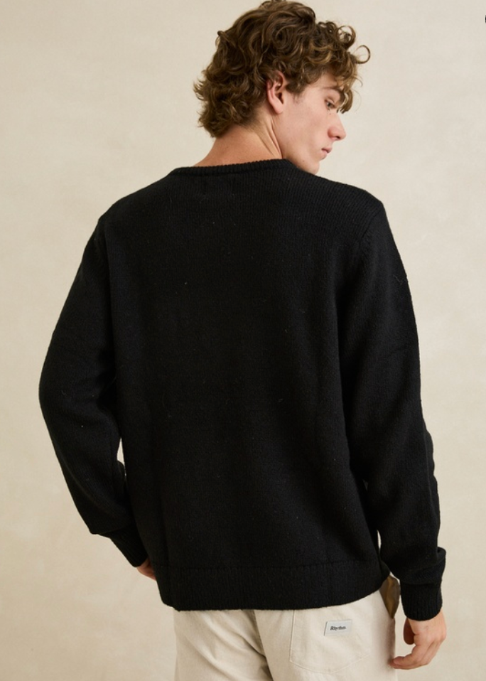 Mohair Stripe Knit Black | Abbey Road Kaikoura