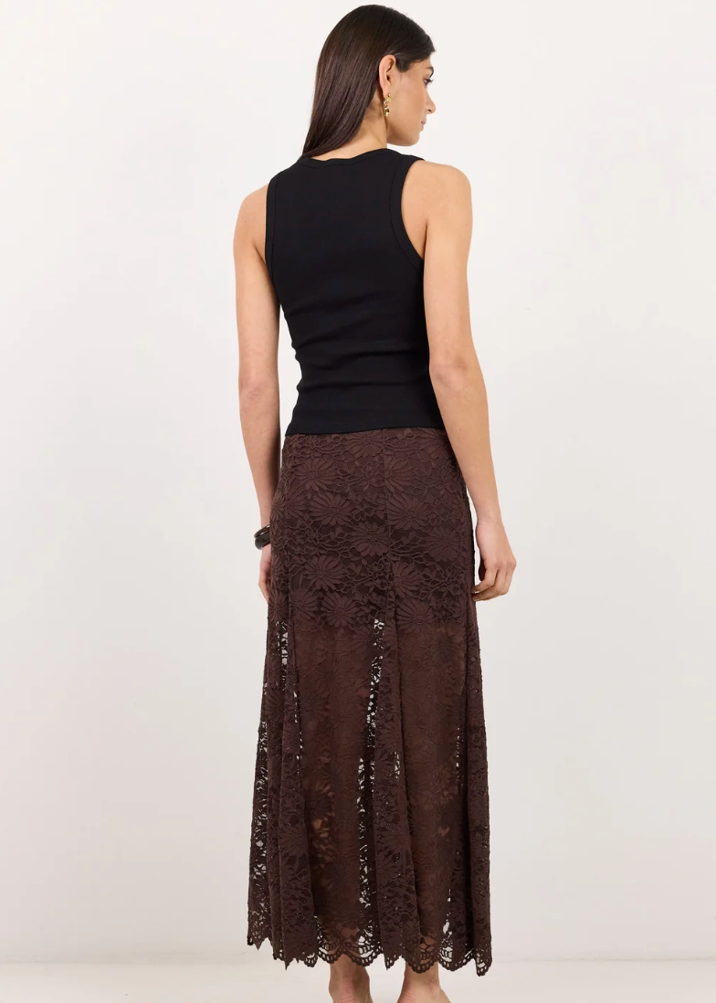 Moral Chocolate Lace Maxi Skirt  | Abbey Road Kaikoura