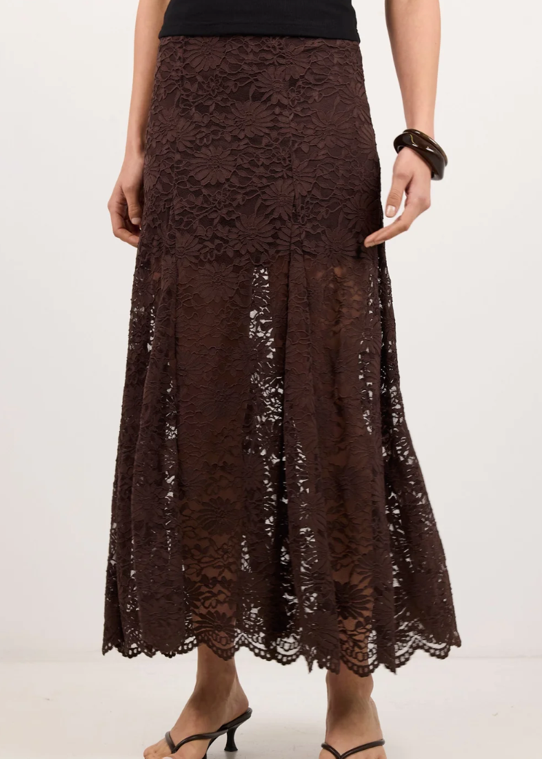 Moral Chocolate Lace Maxi Skirt  | Abbey Road Kaikoura