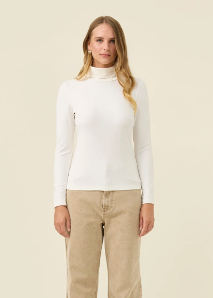 Naria Roll Neck Top - Ivory  | Abbey Road Kaikoura 