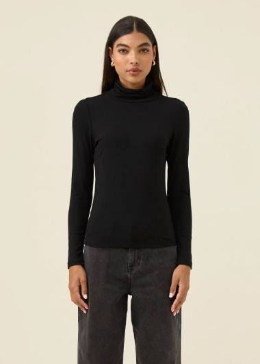 Naria Roll Neck Top - Onyx  | Abbey Road Kaikoura 