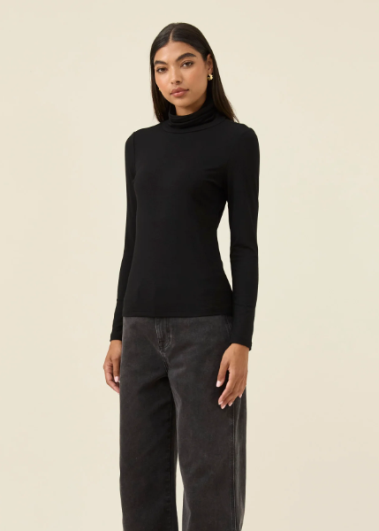 Naria Roll Neck Top - Onyx  | Abbey Road Kaikoura 