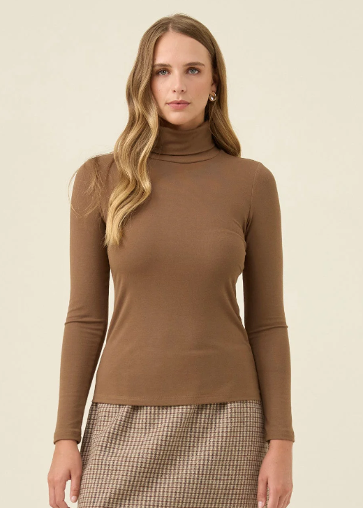 Naria Roll Neck Top - Toffee  | Abbey Road Kaikoura 