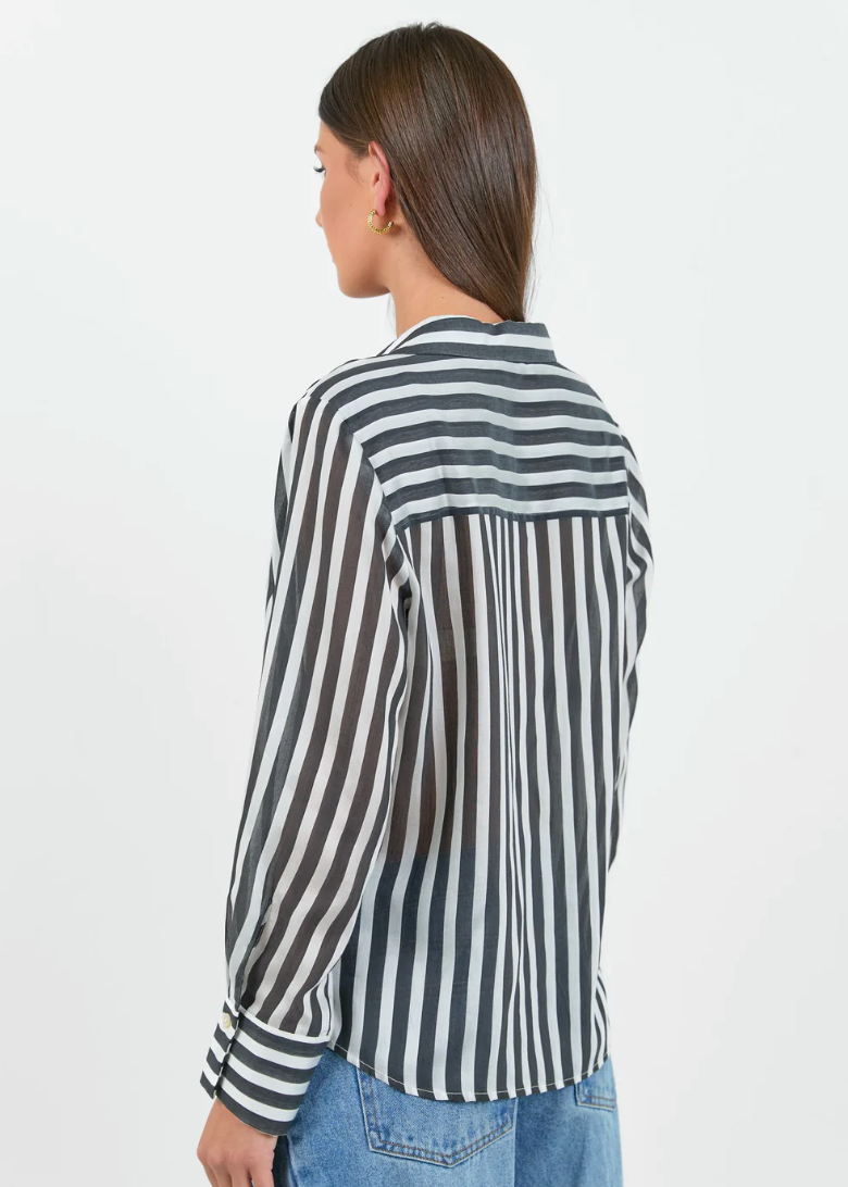 Narrative Black Stripe Semi Sheer Long Sleeve Top | Abbey Road Kaikoura