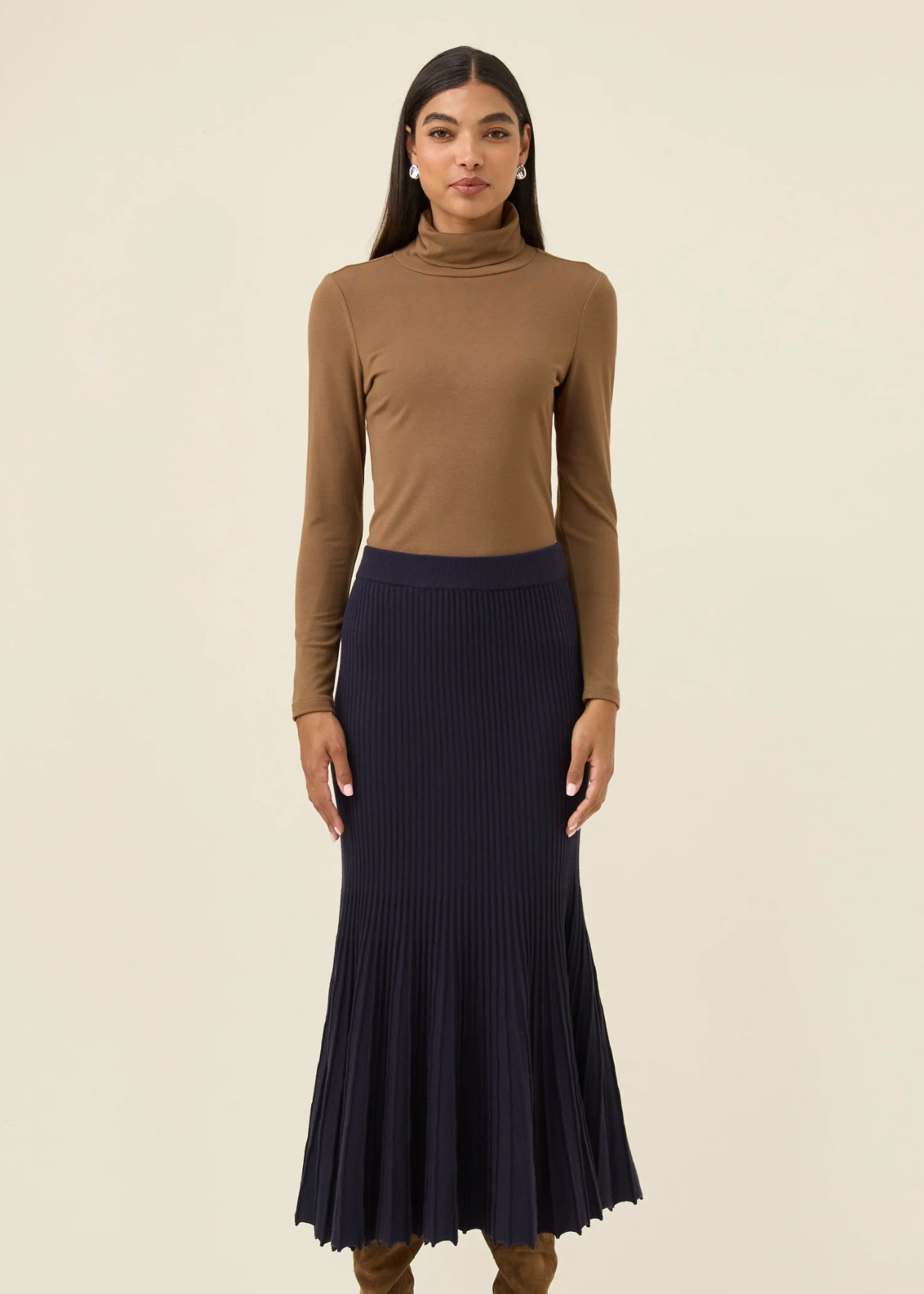 Nell Knit Skirt - Navy  | Abbey Road Kaikoura