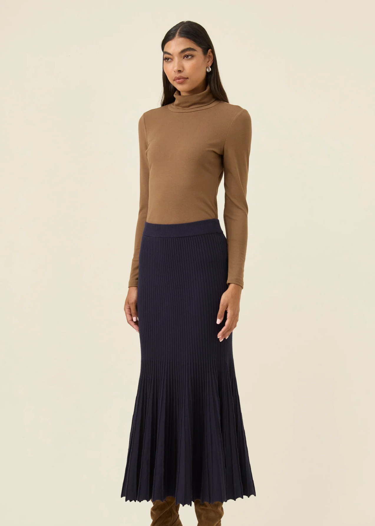 Nell Knit Skirt - Navy  | Abbey Road Kaikoura