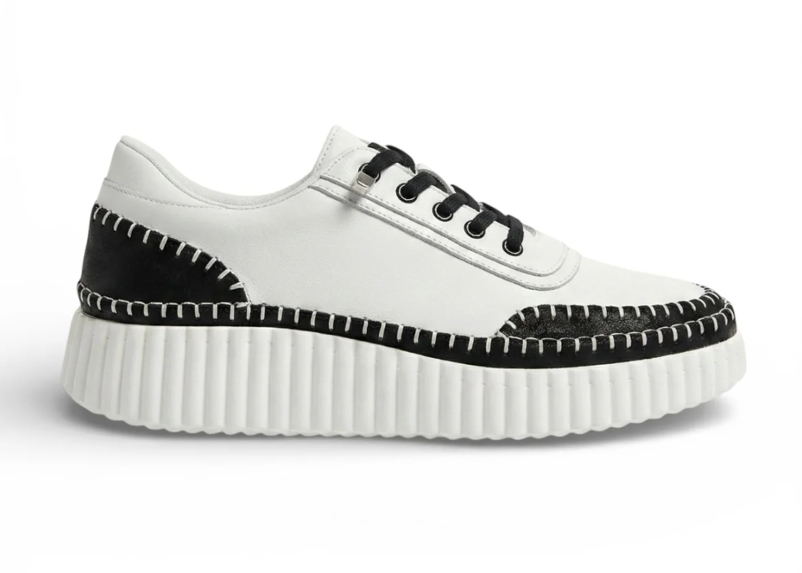 Noa Black Whipstitch Platform Sneaker | Abbey Road Kaikoura