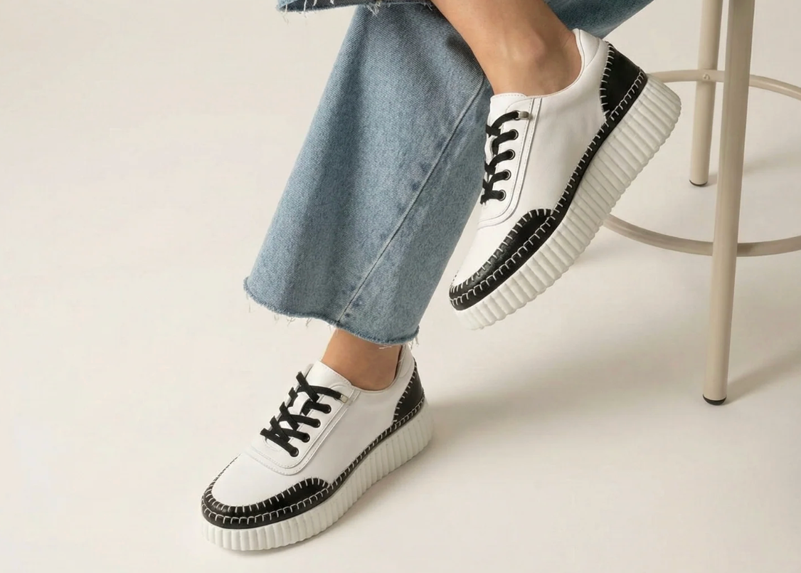 Noa Black Whipstitch Platform Sneaker | Abbey Road Kaikoura
