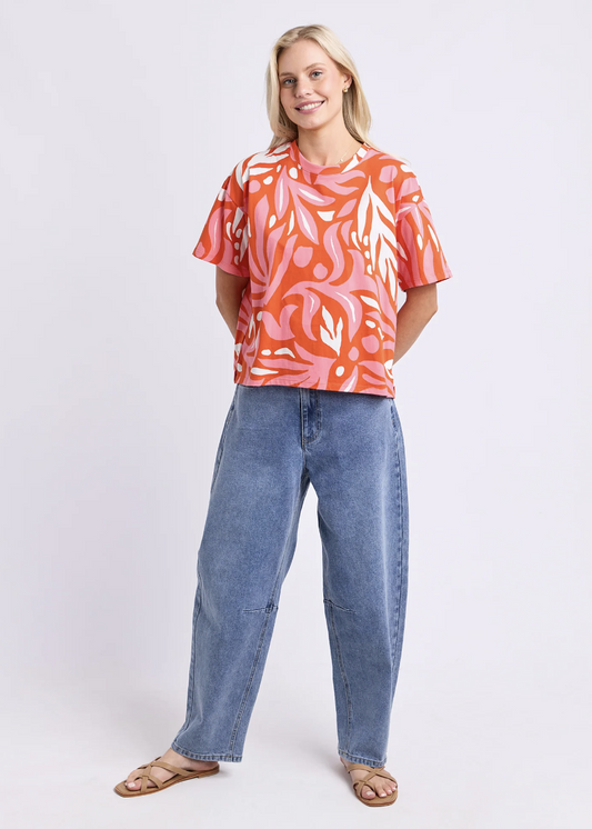Oceana Tee - Tangello/Pink Yardage | Abbey Road Kaikoura