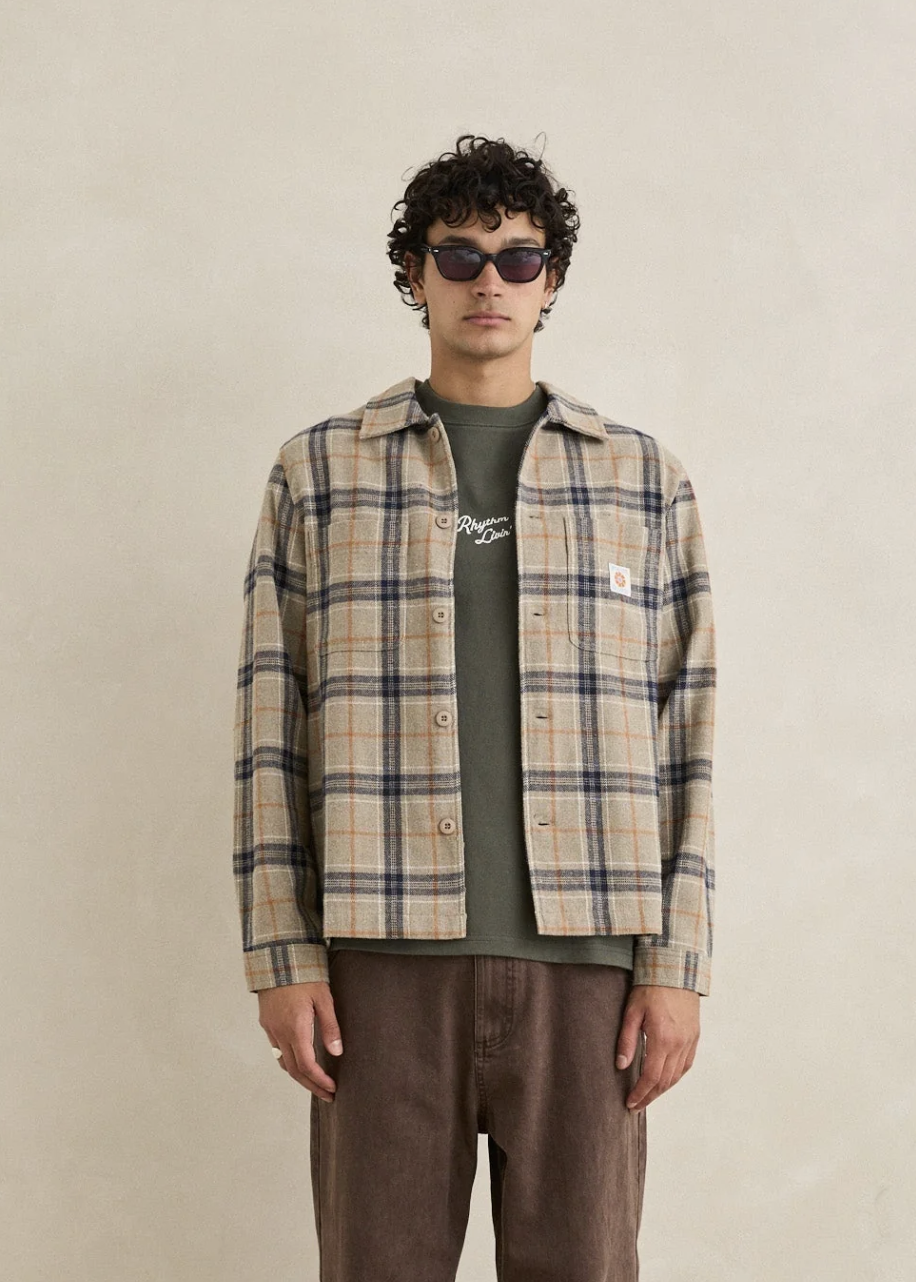 Oscar Check LS Shirt - Stone | Abbey Road Kaikoura