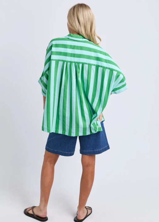 Palermo Shirt - Green/Teal Blue Stripe | Abbey Road Kaikoura