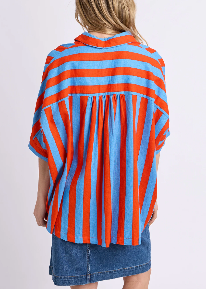 Palermo Stripe Shirt - Tangello/Blue Stripe | Abbey Road Kaikoura