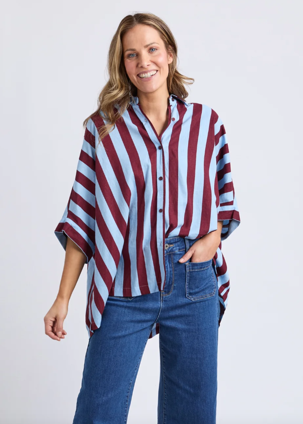 Palermo Stripe Shirt Plum/Dblu Stripe | Abbey Road Kaikoura