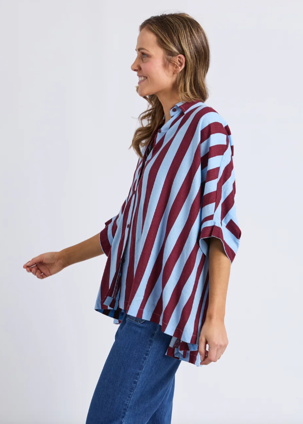 Palermo Stripe Shirt Plum/Dblu Stripe | Abbey Road Kaikoura