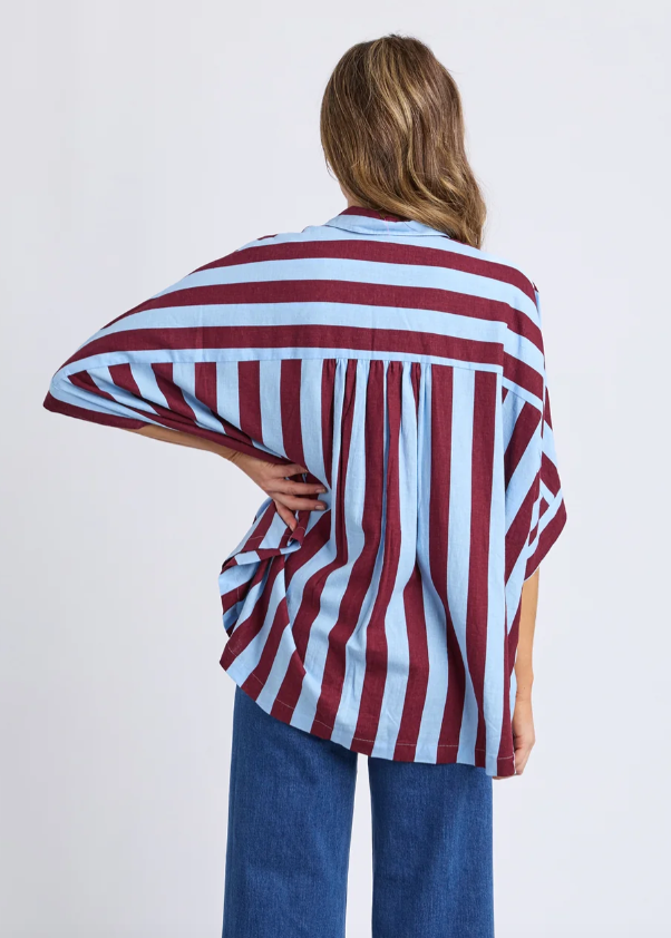 Palermo Stripe Shirt Plum/Dblu Stripe | Abbey Road Kaikoura