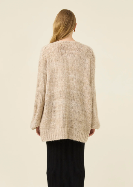 Pallas Relaxed Cardigan - One Size / Stone| Abbey Road Kaikoura