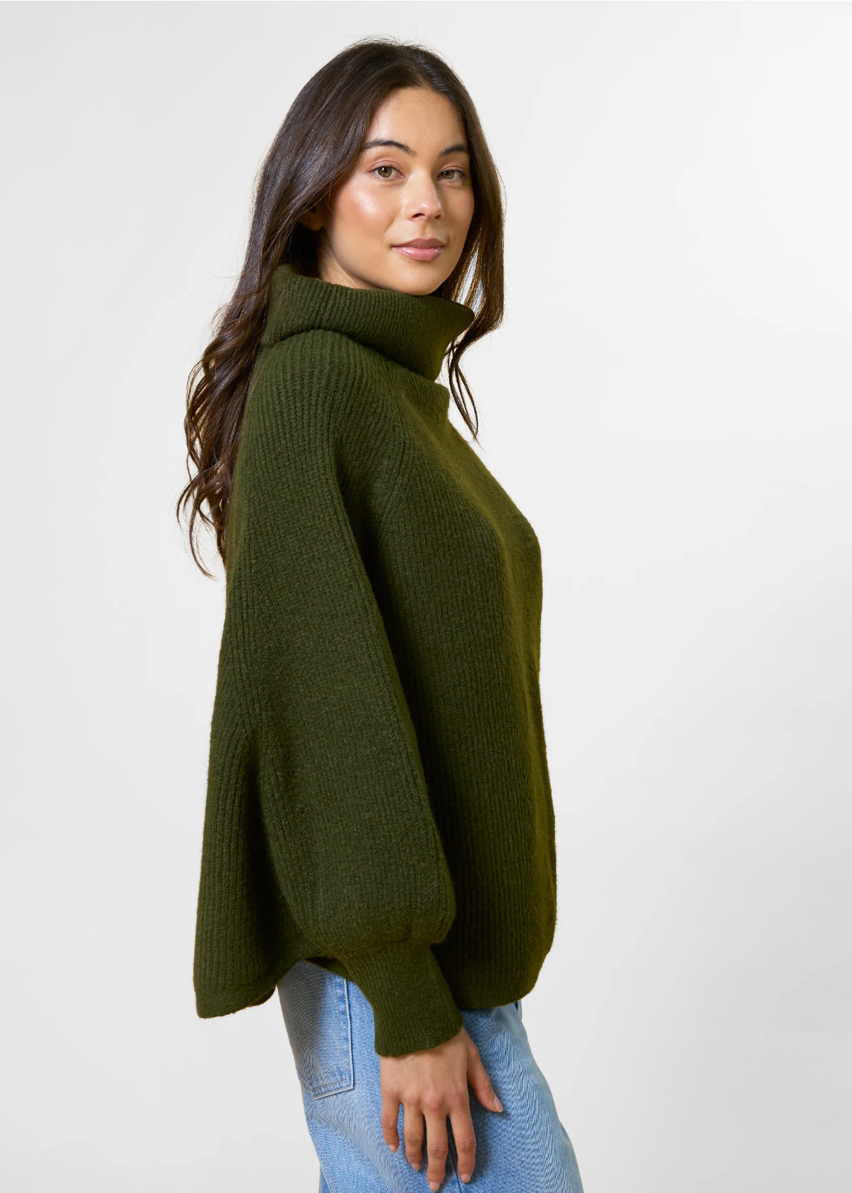 Polo Neck Poncho - One Size /  Army | Abbey Road Kaikoura